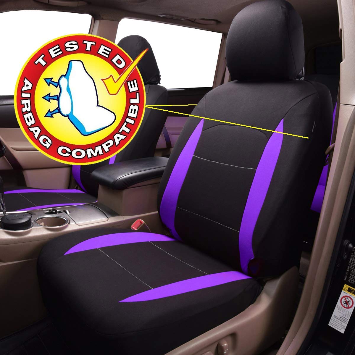 Flying Banner headrest covers add color while guarding posts from wear.