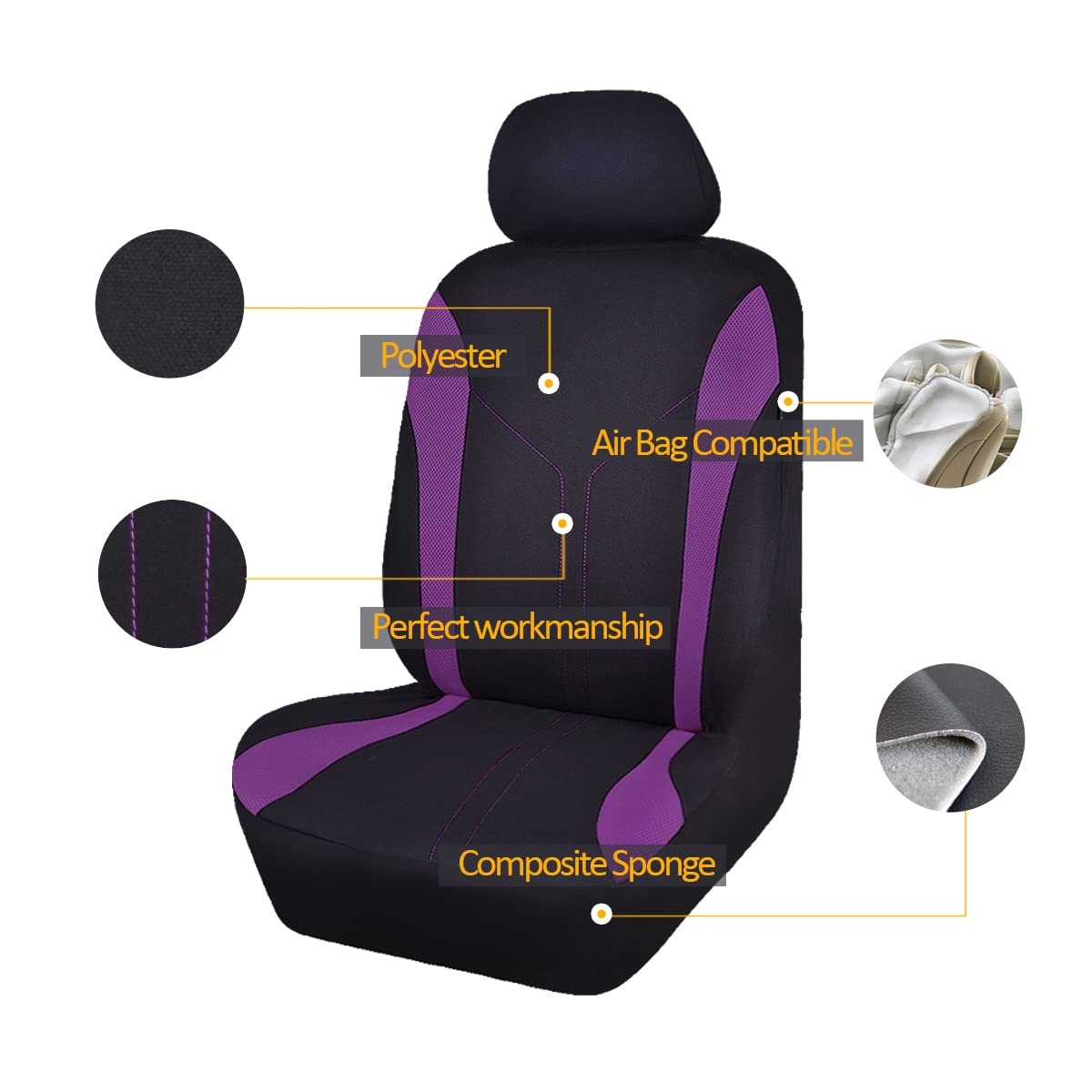 Flying Banner front seat cushions with internal sponge for added softness.