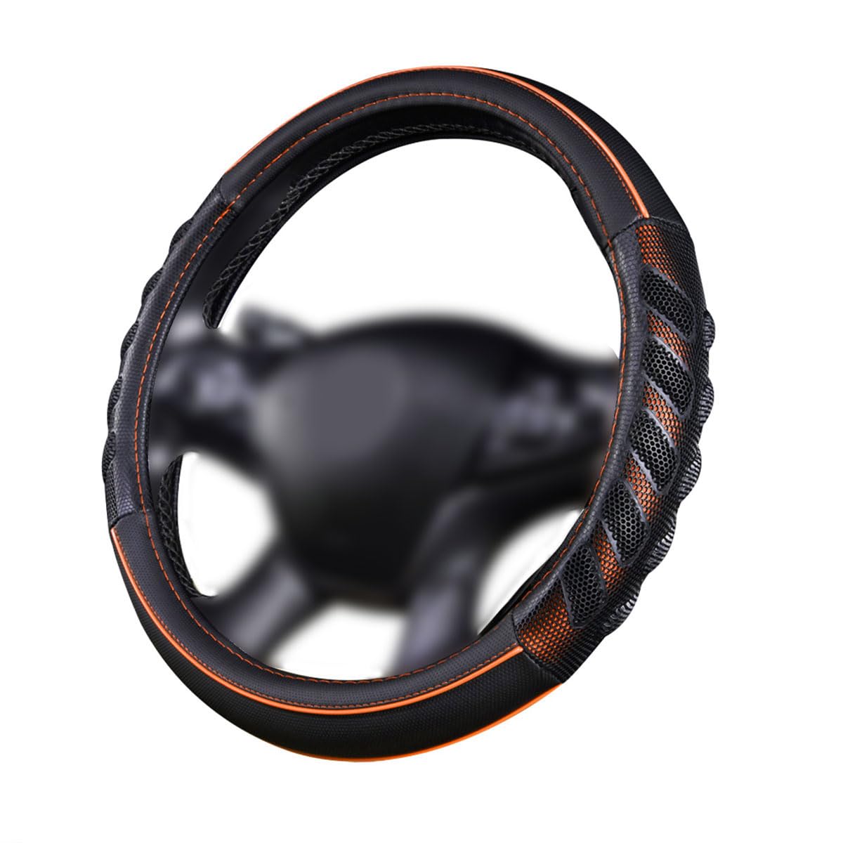 Flying Banner orange-black steering-wheel cover with universal fit and sporty look