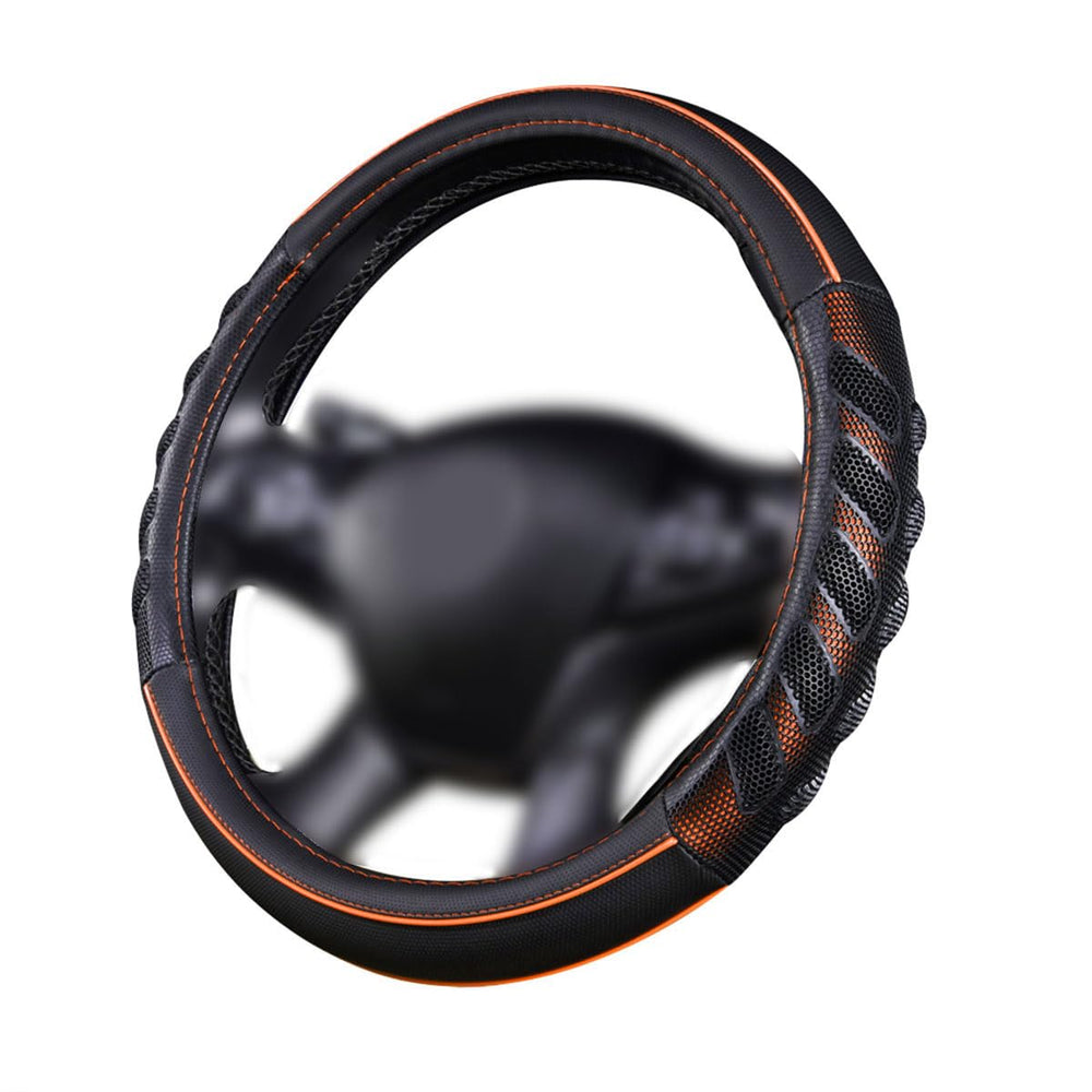 Flying Banner orange-black steering-wheel cover with universal fit and sporty look