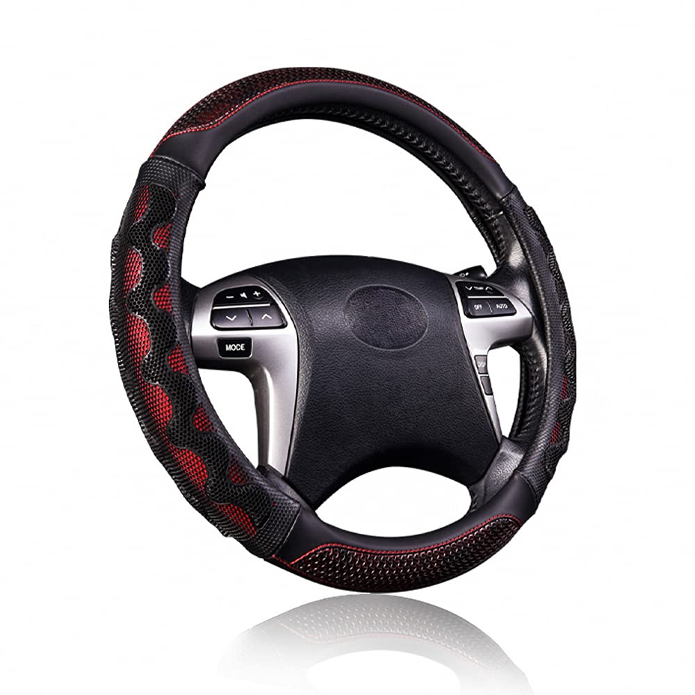 Flying Banner steering wheel cover with 3D honeycomb texture for better grip.