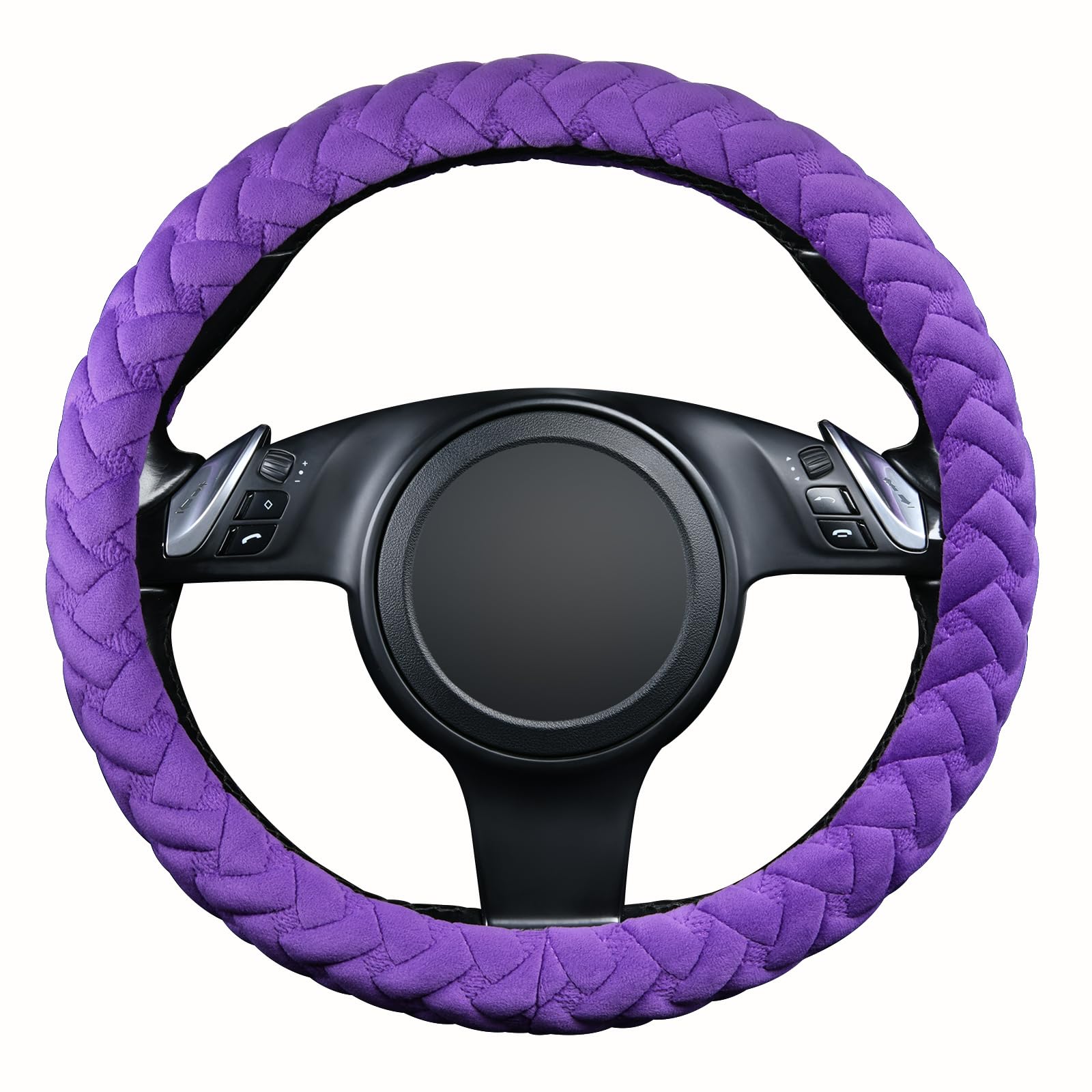 Flying Banner anti-slip honeycomb steering wheel cover provides secure grip during drive.