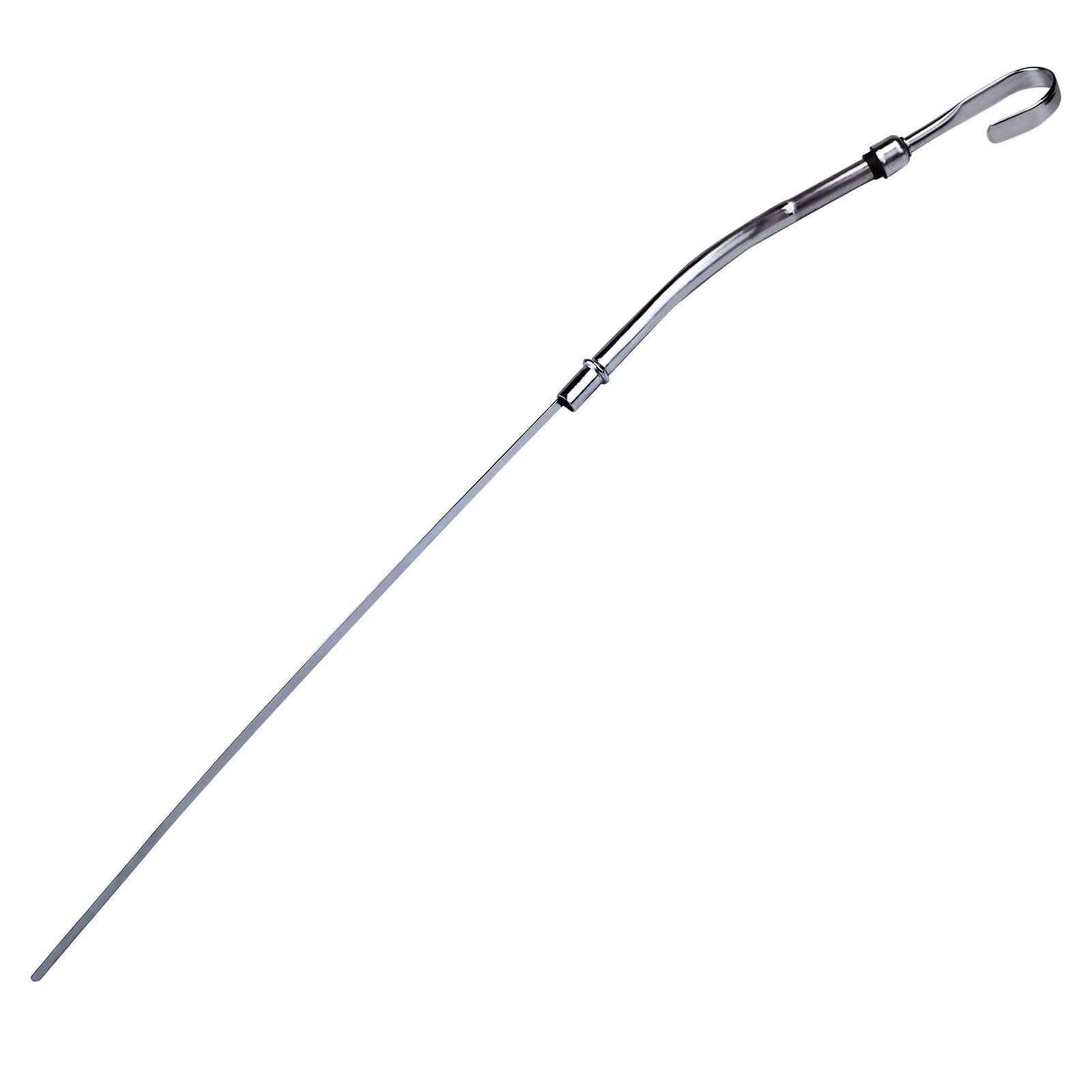 Flylin oil dipstick for Chevy small block 265-400 in silver, precise fit for classic engines.