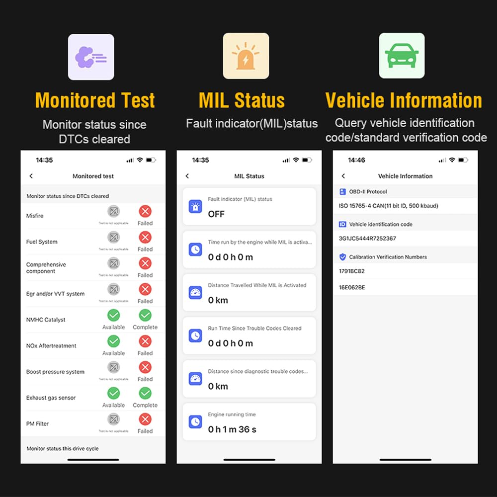 FlyroadUp OBD2 scanner battery voltage readout indicates health before trips.