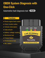 FlyroadUp OBD2 scanner on iPhone app view enables real-time engine data monitoring.