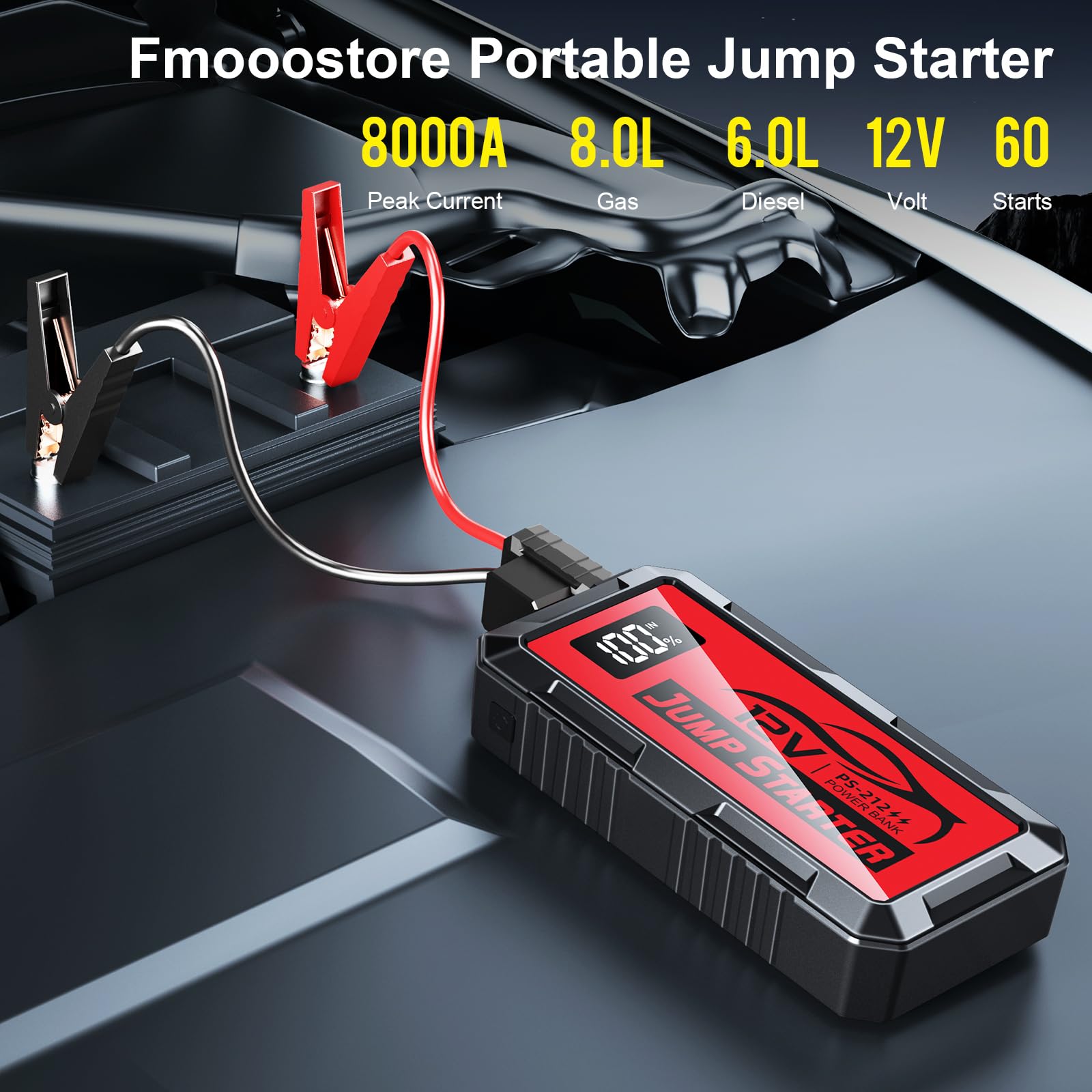 fmooostore closeup of large lcd display showing battery percentage for confident monitoring