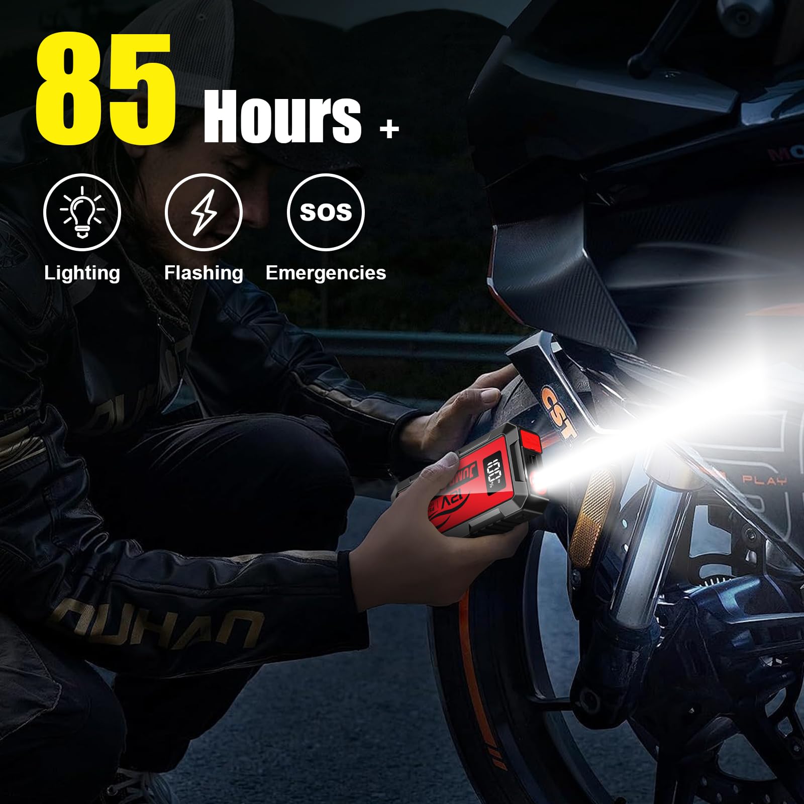 fmooostore led flashlight in use lighting roadside scene for safer night emergencies