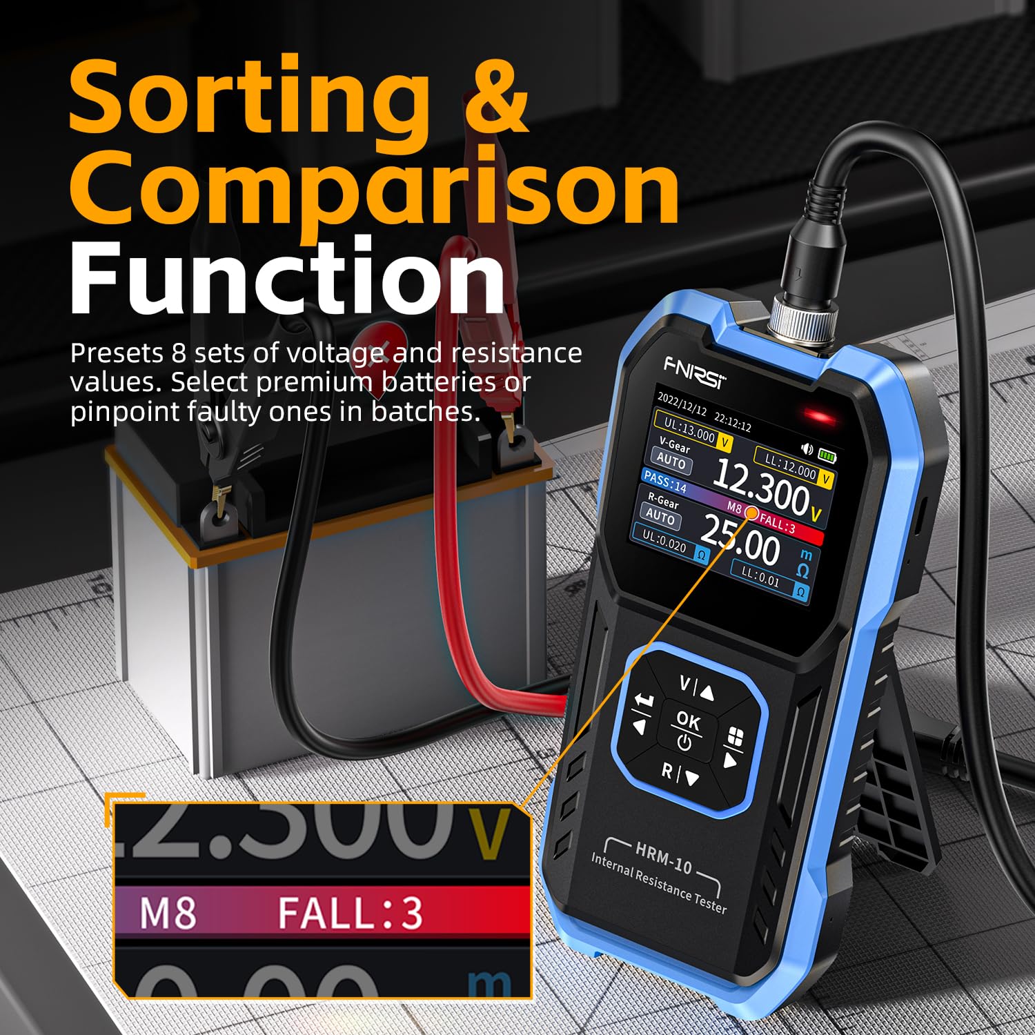 FNIRSI HRM-10 suitable for car and household batteries across types