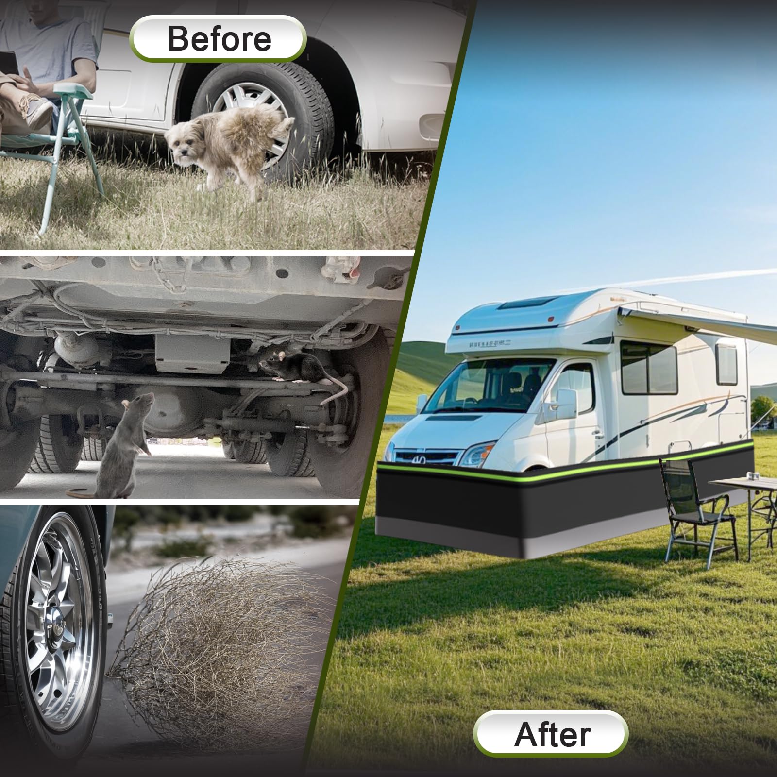 Fnylotusr RV skirting thickened metal flaps block debris and deter scratches.