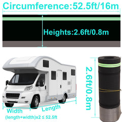 Fnylotusr RV skirting tire-strap installation secures the fence around the vehicle.