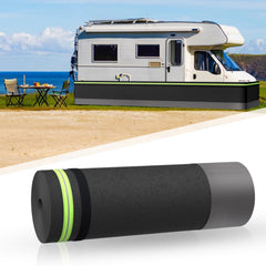 Fnylotusr RV skirting surrounds a travel trailer for all weather protection around the undercarriage.