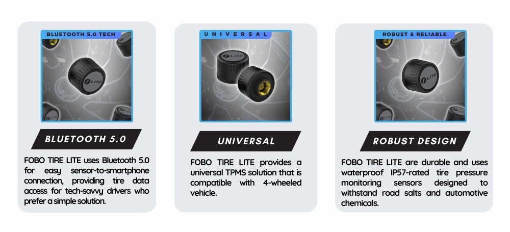 FOBO TIRE LITE DIY guide shows simple steps to complete setup and start monitoring.