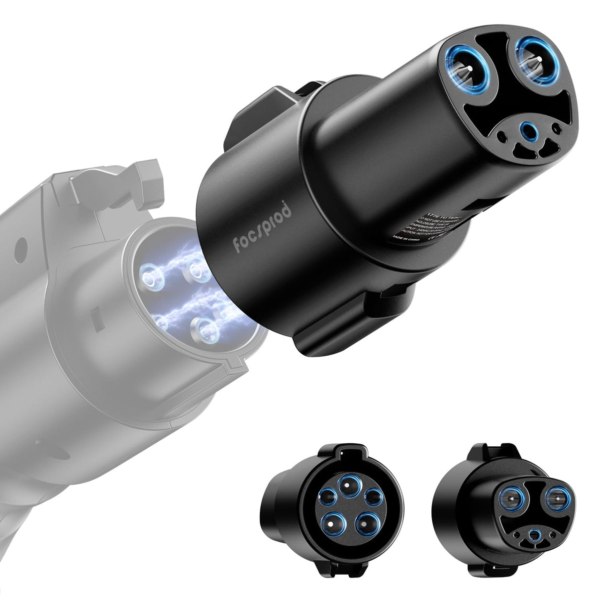 FOCSPROD J1772 to Tesla adapter in use for home charging convenience.