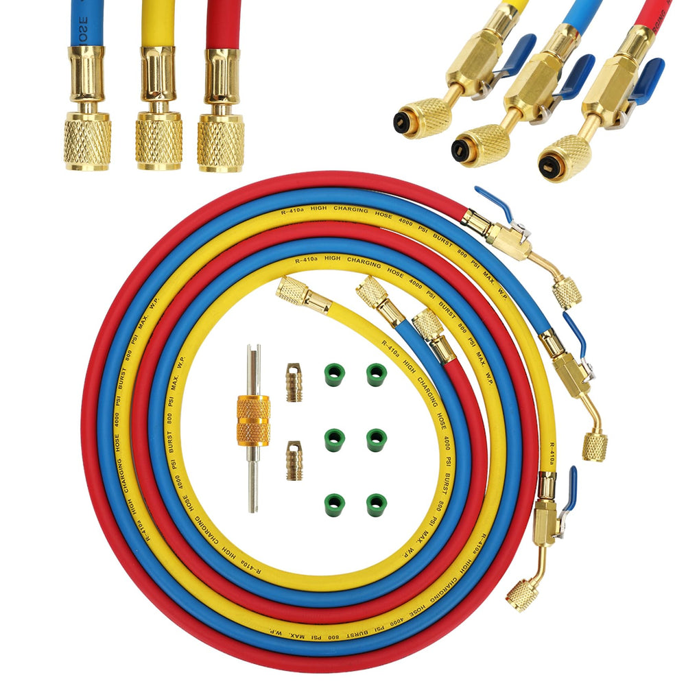 Foinwer 29986 Plus II ball-valve hose close-up showing leak-resistant brass valve.