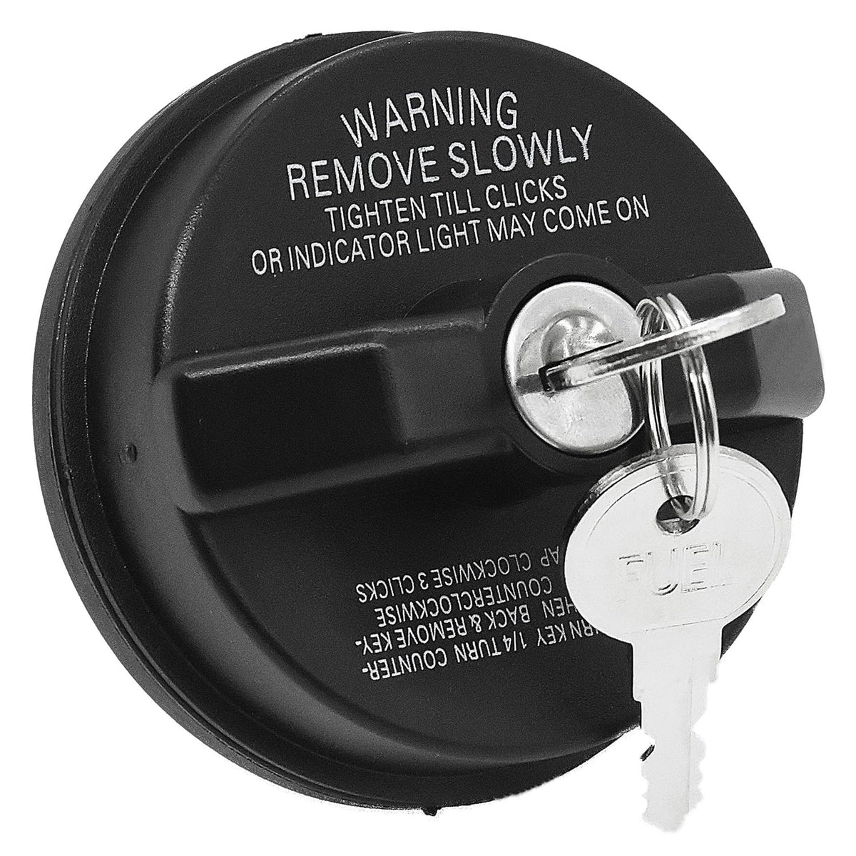 Fokes locking gas cap 10504 front view showing secure threaded design for compatible trucks