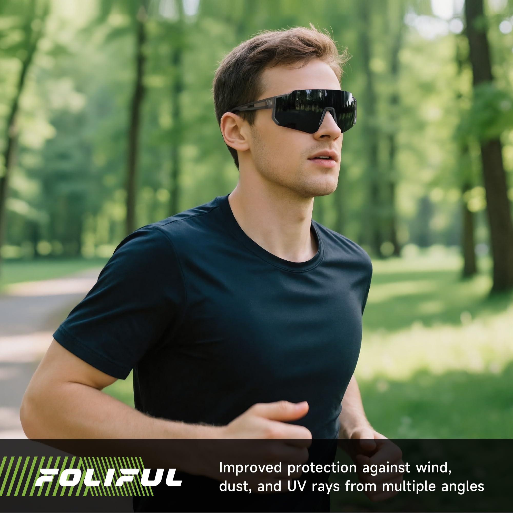Foliful blue-red accents polarized sunglasses suited for cycling and running.