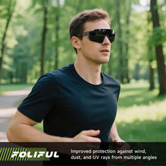Foliful blue-red accents polarized sunglasses suited for cycling and running.