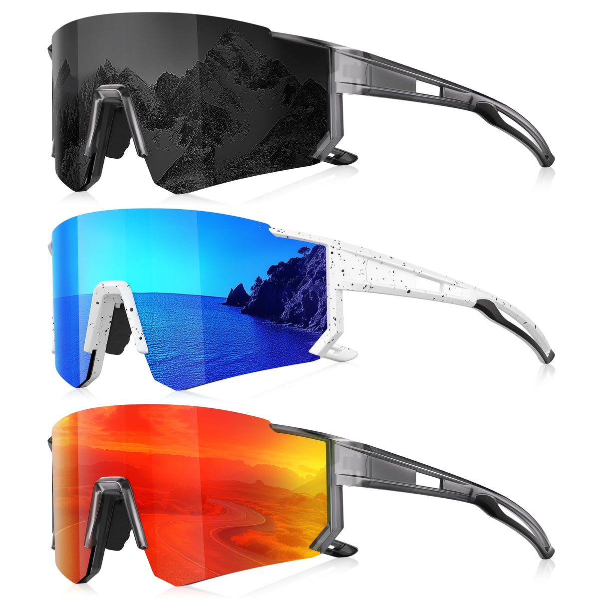 Foliful polarized sunglasses in gray frame with UV400 protection for clear outdoor vision