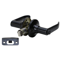 Folkamp Style 3 matte black privacy lever for RVs—secure privacy control in compact doors.