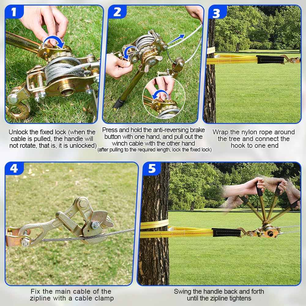Fologtoo tree sling included enables quick, safe connections.