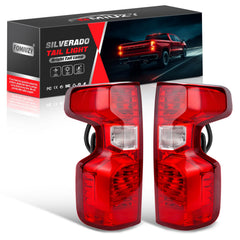 FOMIUZY halogen tail light assembly for Silverado; left driver side, direct replacement.