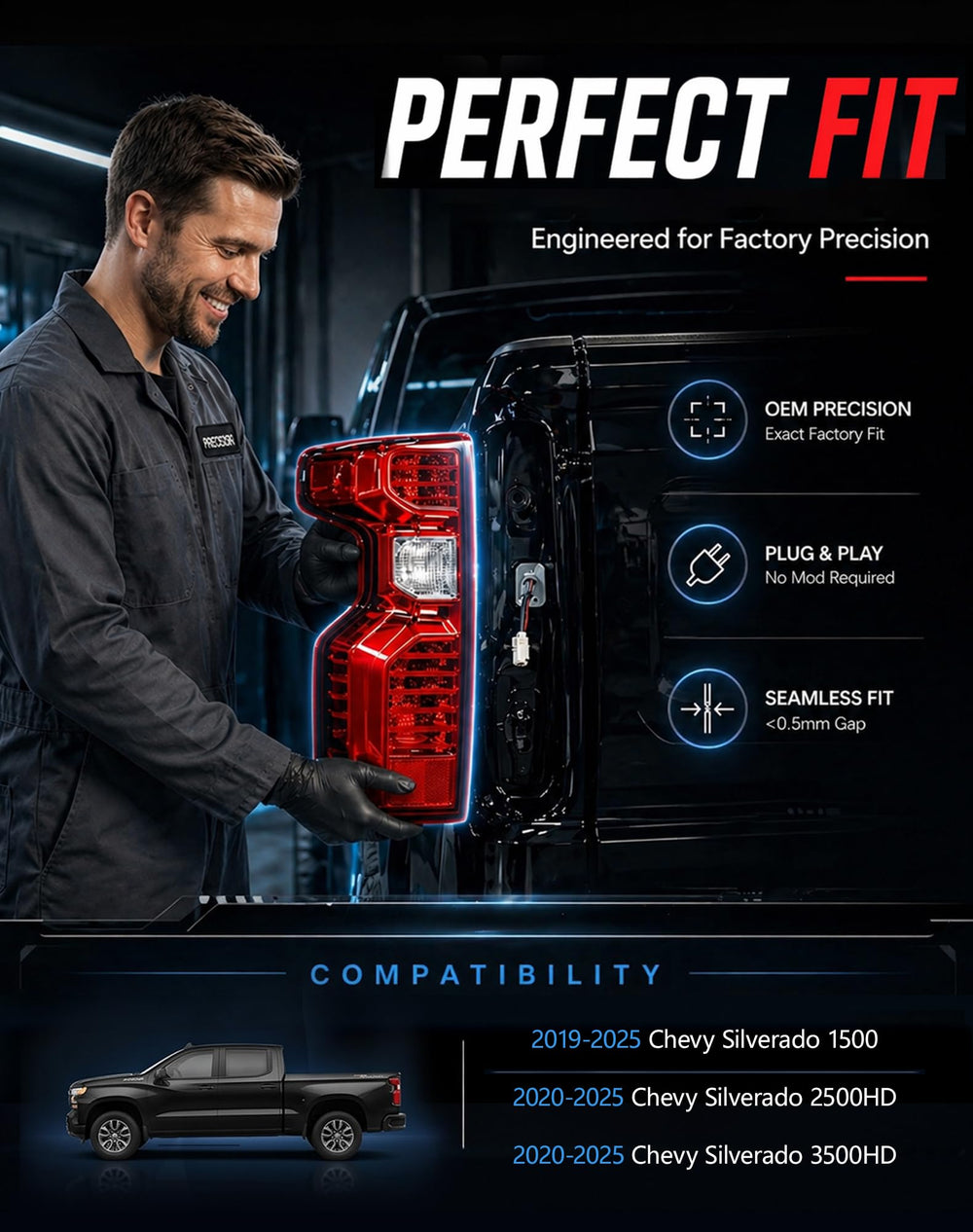 FOMIUZY halogen tail lights assembly OEM-matching design for Silverado.
