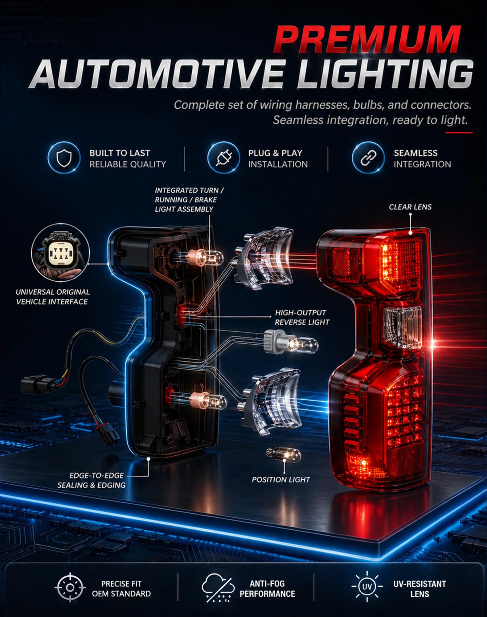FOMIUZY halogen tail lights assembly reverse light aids safety for Silverado.