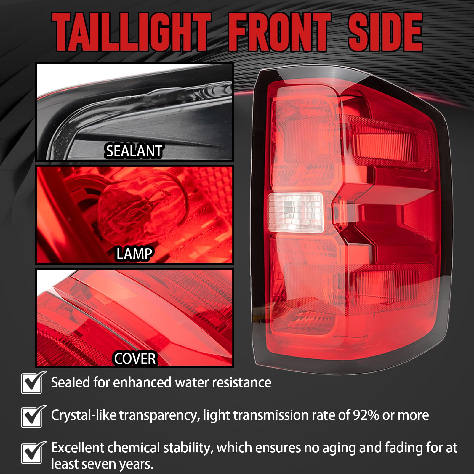 FOMIUZY tail light lens cover detail for crisp illumination and weather resistance
