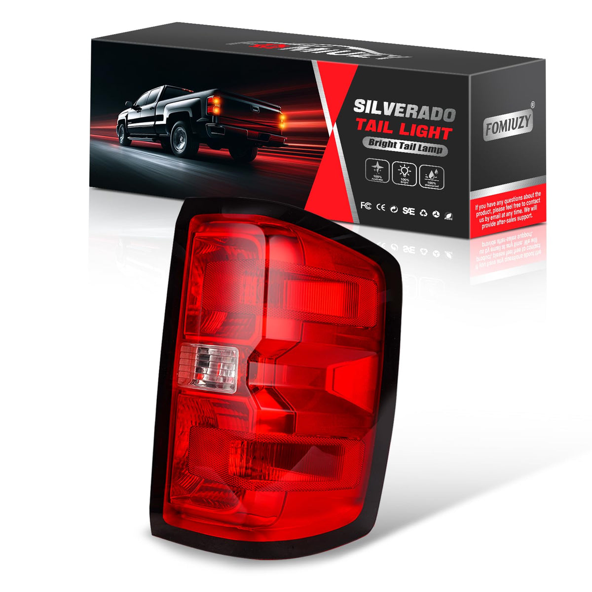 FOMIUZY tail light assembly, right passenger side for Chevy Silverado 1500, improving daytime and night visibility