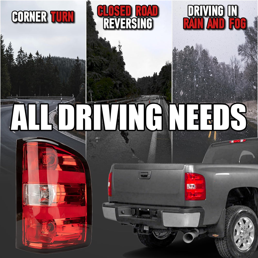 FOMIUZY tail light for Silverado 2500HD/3500HD showing clear signals