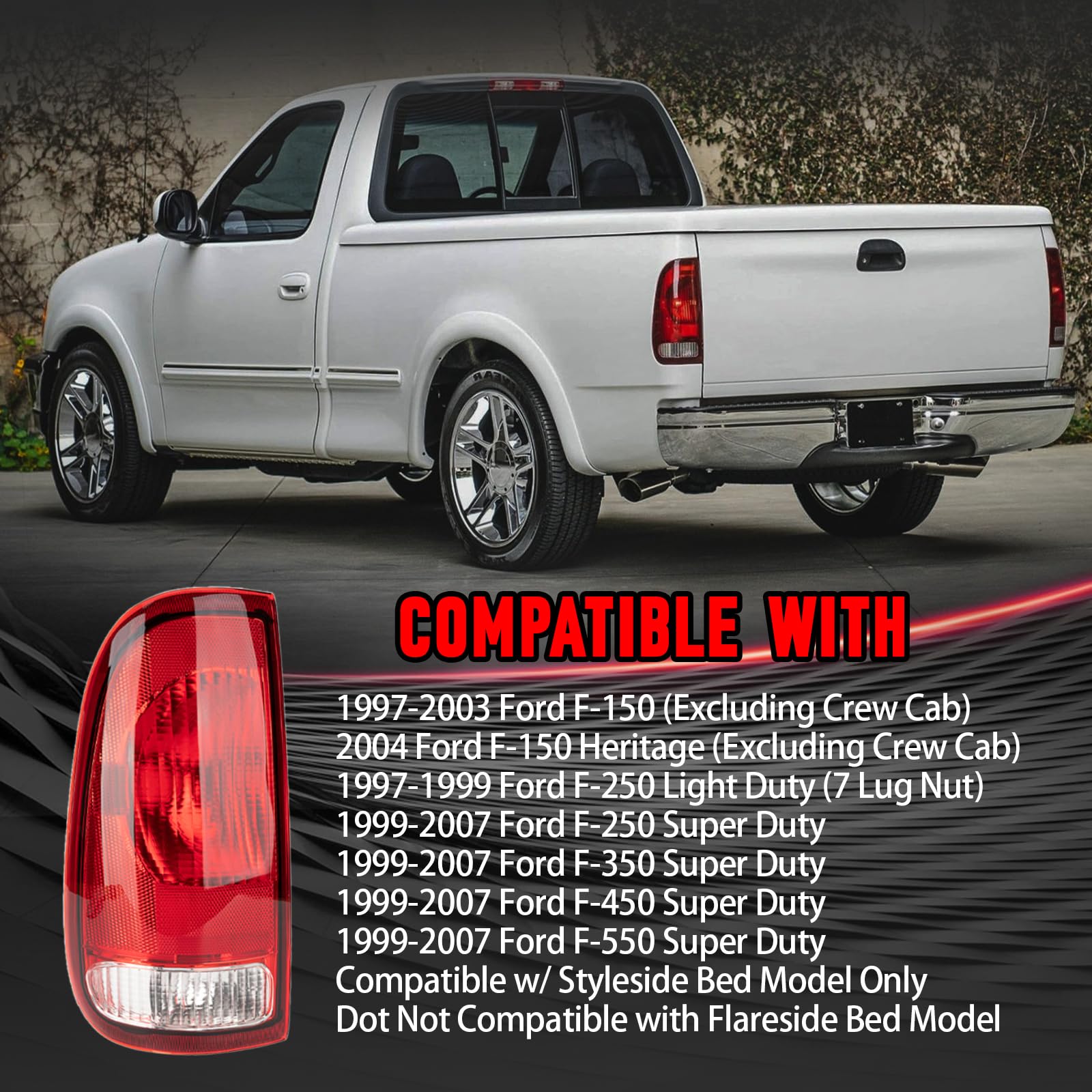 FOMIUZY tail light housing for Ford F-550 left, compatible with Super Duty models.
