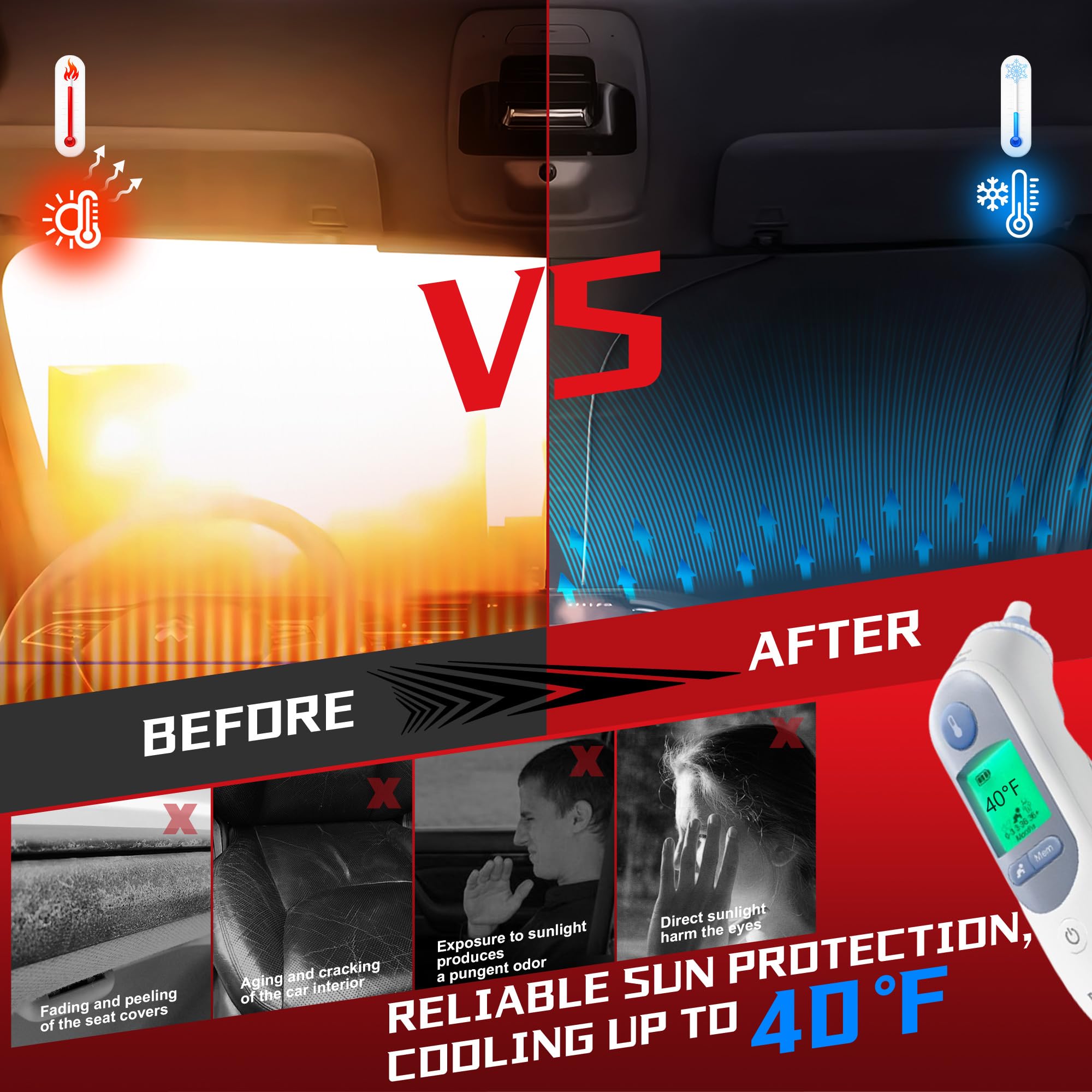 Protects interior from UV damage and fading during hot drives