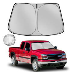 Fonowka windshield sun shade provides full front window coverage for Silverado, blocking UV rays