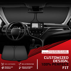 Fonowka custom-fit sunshade covers the windshield for precise RAV4 protection.