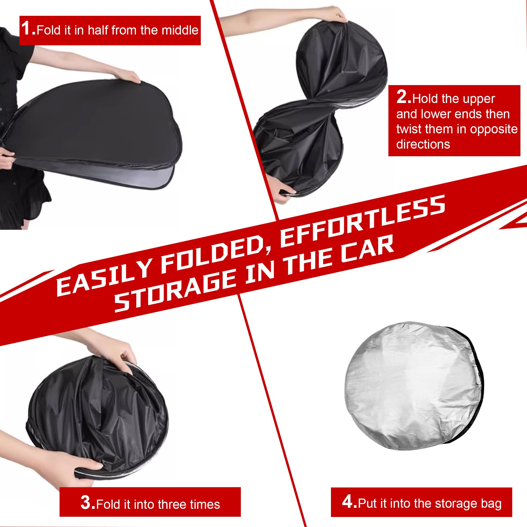 Fonowka windshield sunshade keeps interior cooler and more comfortable.