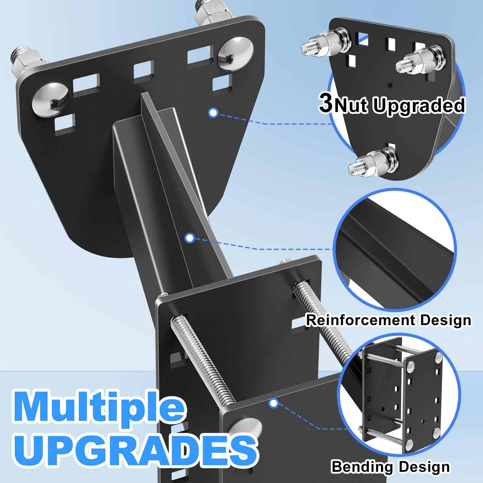 Foozet spare tire carrier 3-nut design enhances lock stability and reduces wobble during trips.