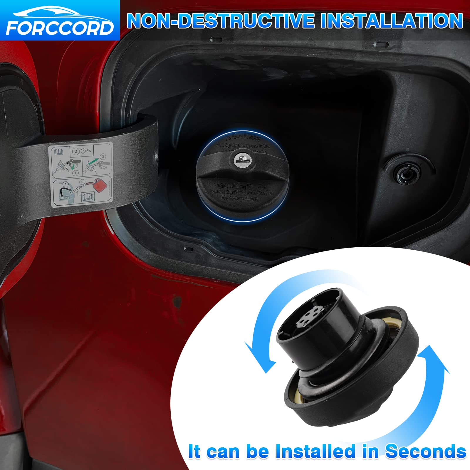 Forccord fuel-cap-easy-installation-instruction demonstrates quick fit