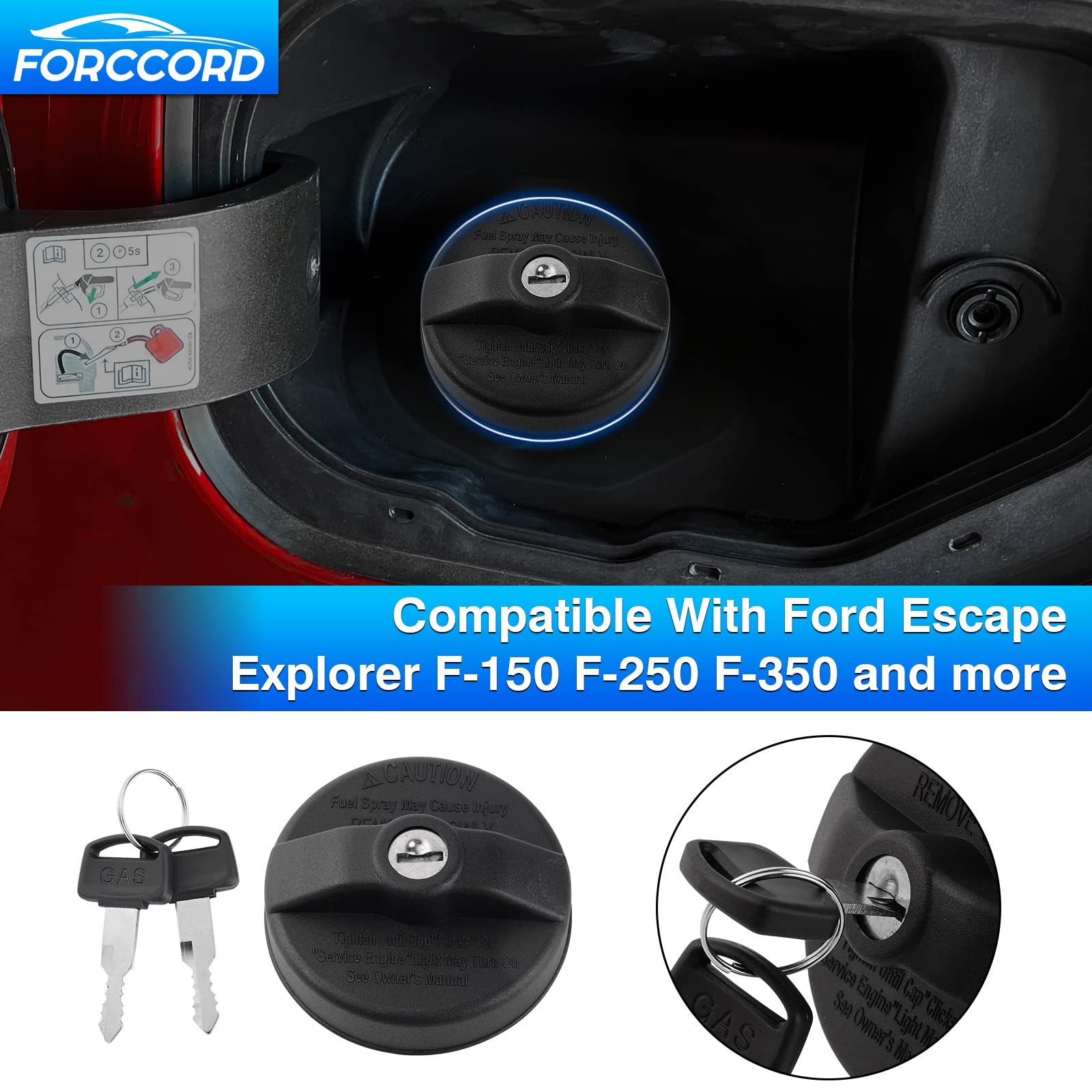 Forccord fuel cap-locking-mechanism-closeup highlights robust ABS construction