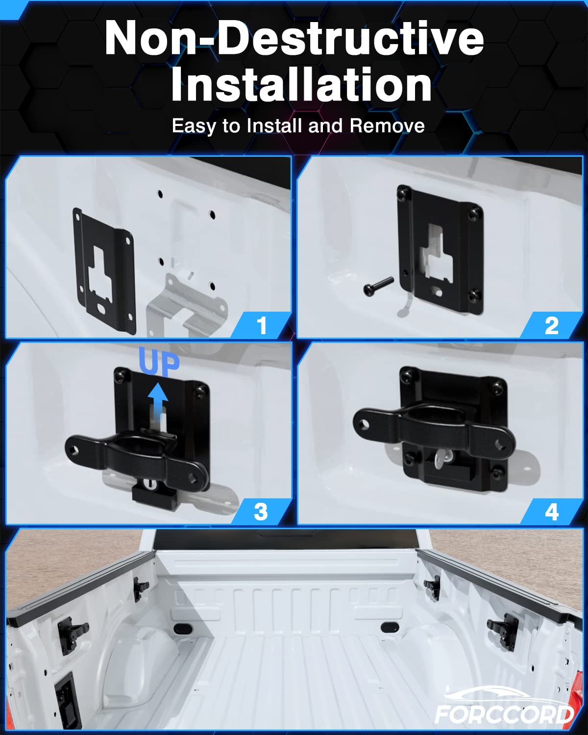 Installation steps for Forccord tie down anchors with lubrication guidance.