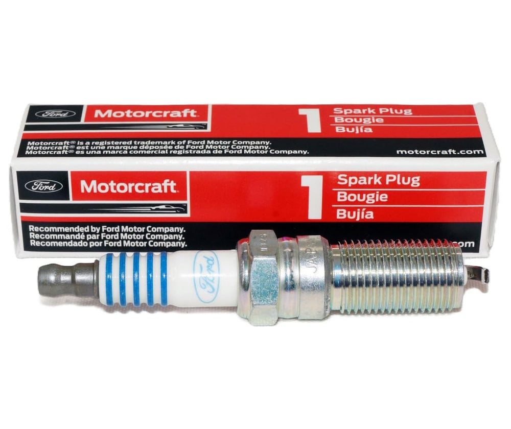 Ford SP594 iridium spark plug 6-pack front view emphasizing OEM fit and easy stocking