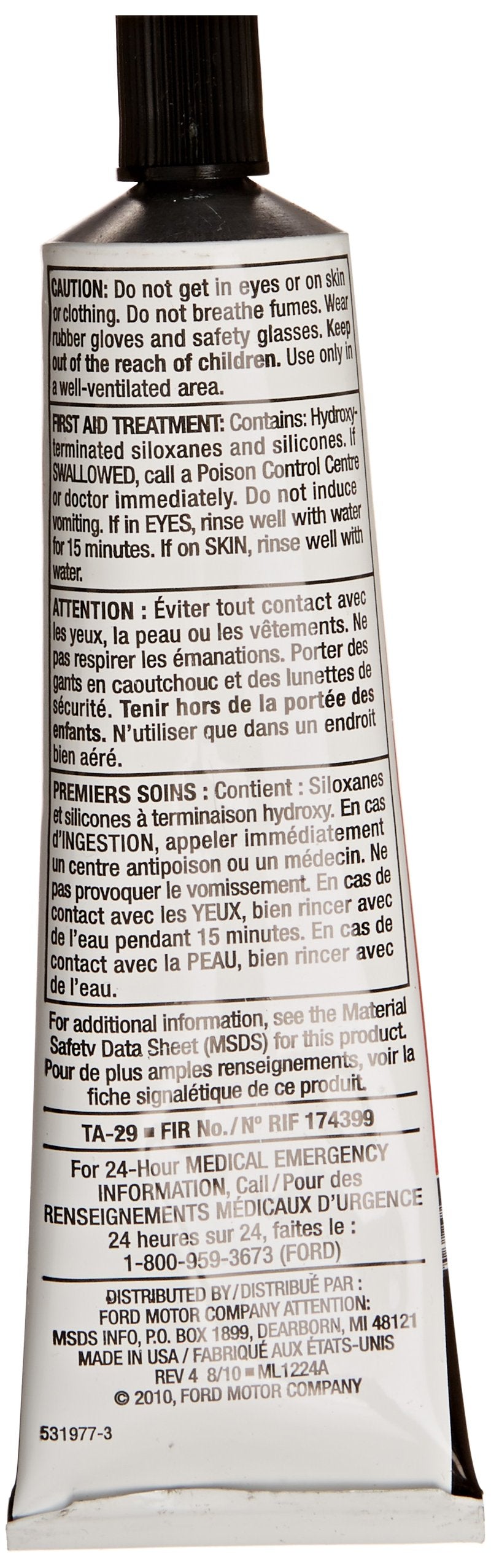 Ford TA-29 sealant applied to transmission pan area ensures leak resistance.