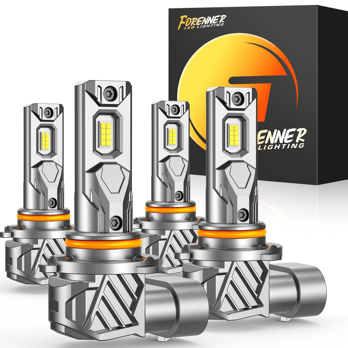 FORENNER 9005-9006 bulbs pack ready for plug-and-play installation in a four-pack.