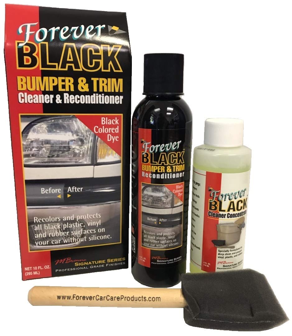 Forever Black Bumper & Trim Kit box showing improved formula for durable color restoration