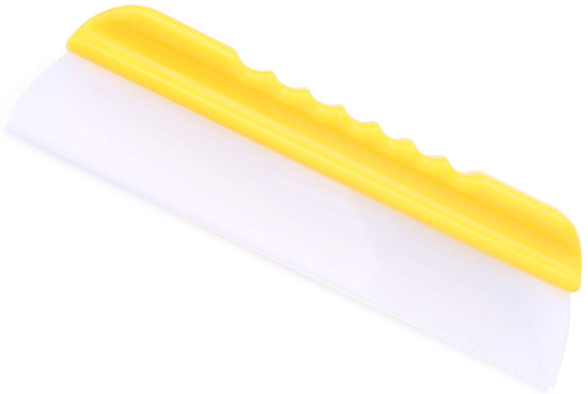 Forgrace 12-inch silicone squeegee with yellow handle removes water efficiently from glass surfaces