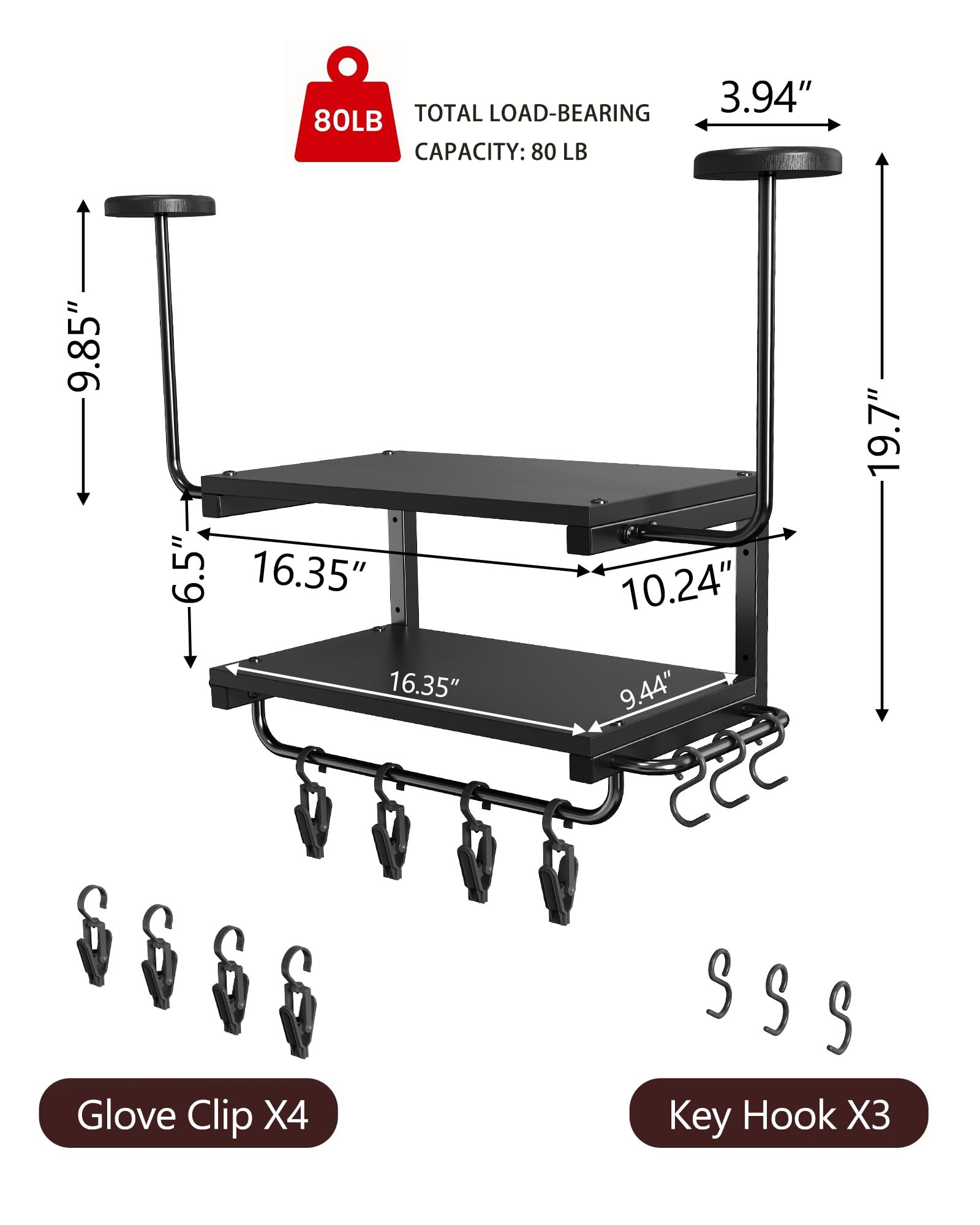 Hardware included for quick wall mounting; no extra tools needed.
