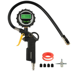 FORNAX digital tire inflator display clearly shows pressure readings.