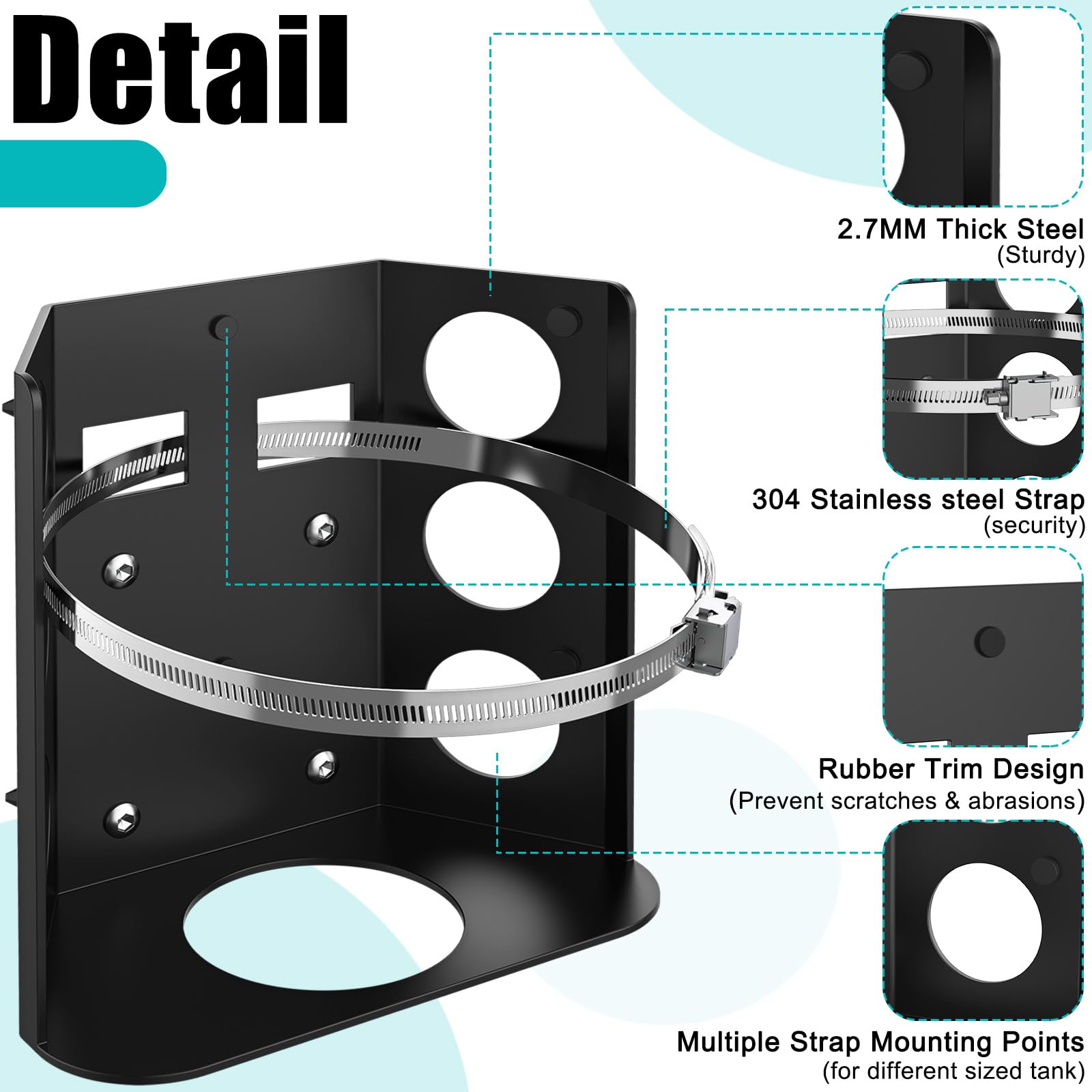 FOROIRON bracket dimensions 4.33x7.8x8 inches for 5 lb cylinders