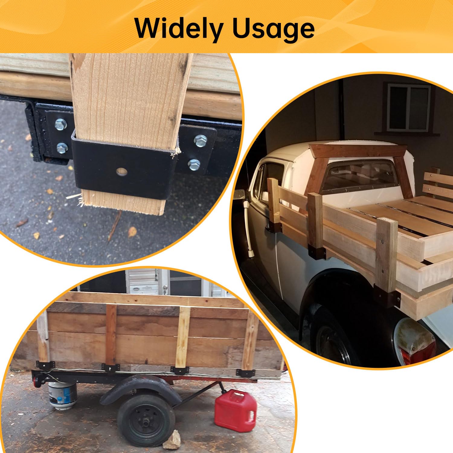 Lumber secured by FOROIRON stake pocket bracket on trailer
