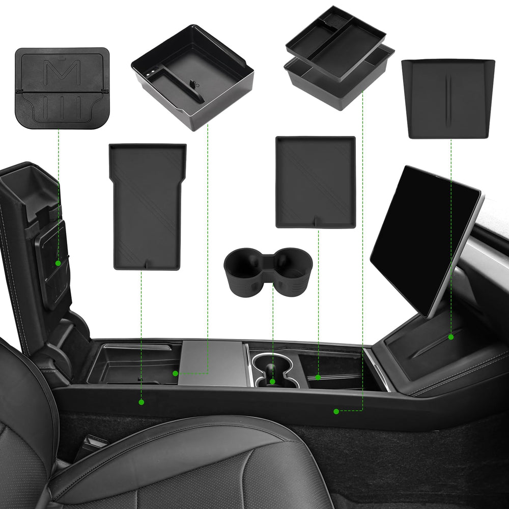 Foronetry 9Pcs center console organizer for Model 3 Highland, keeps interior tidy and accessible.