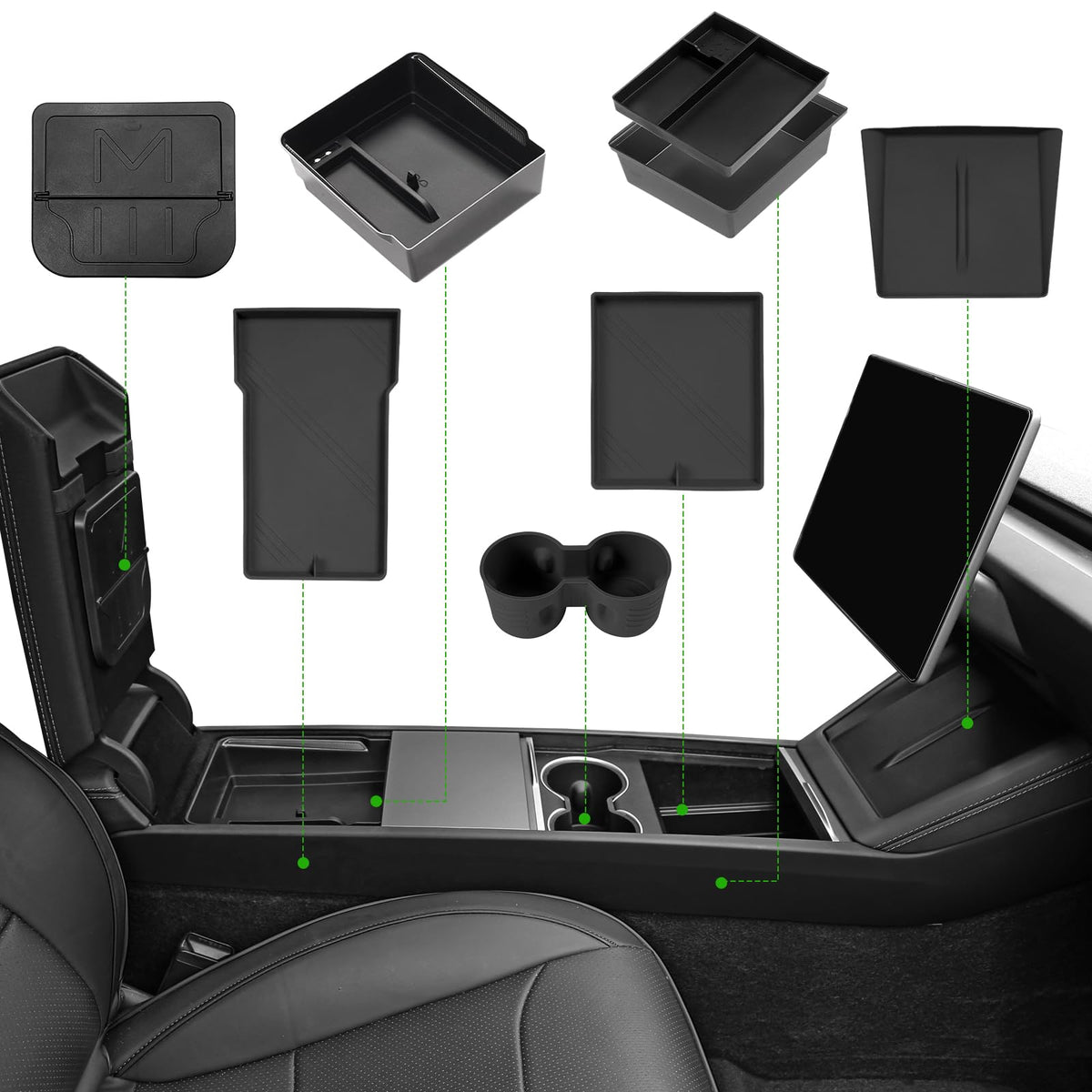 Foronetry 9Pcs center console organizer for Model 3 Highland, keeps interior tidy and accessible.